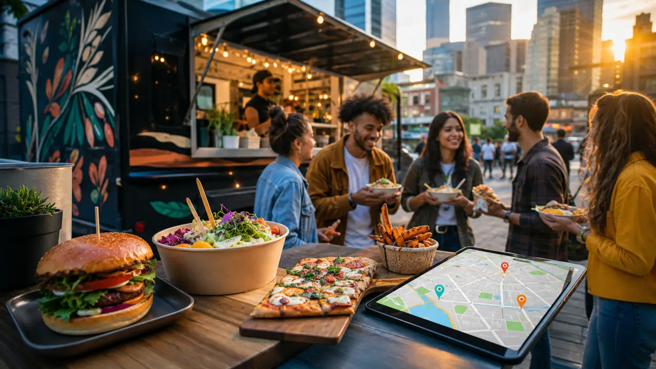 Burger gourmet et frites croustillantes dans une ambiance urbaine nocturne