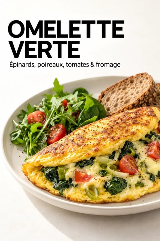 Recettes légumes faciles : omelette aux épinards, poireaux et tomates
