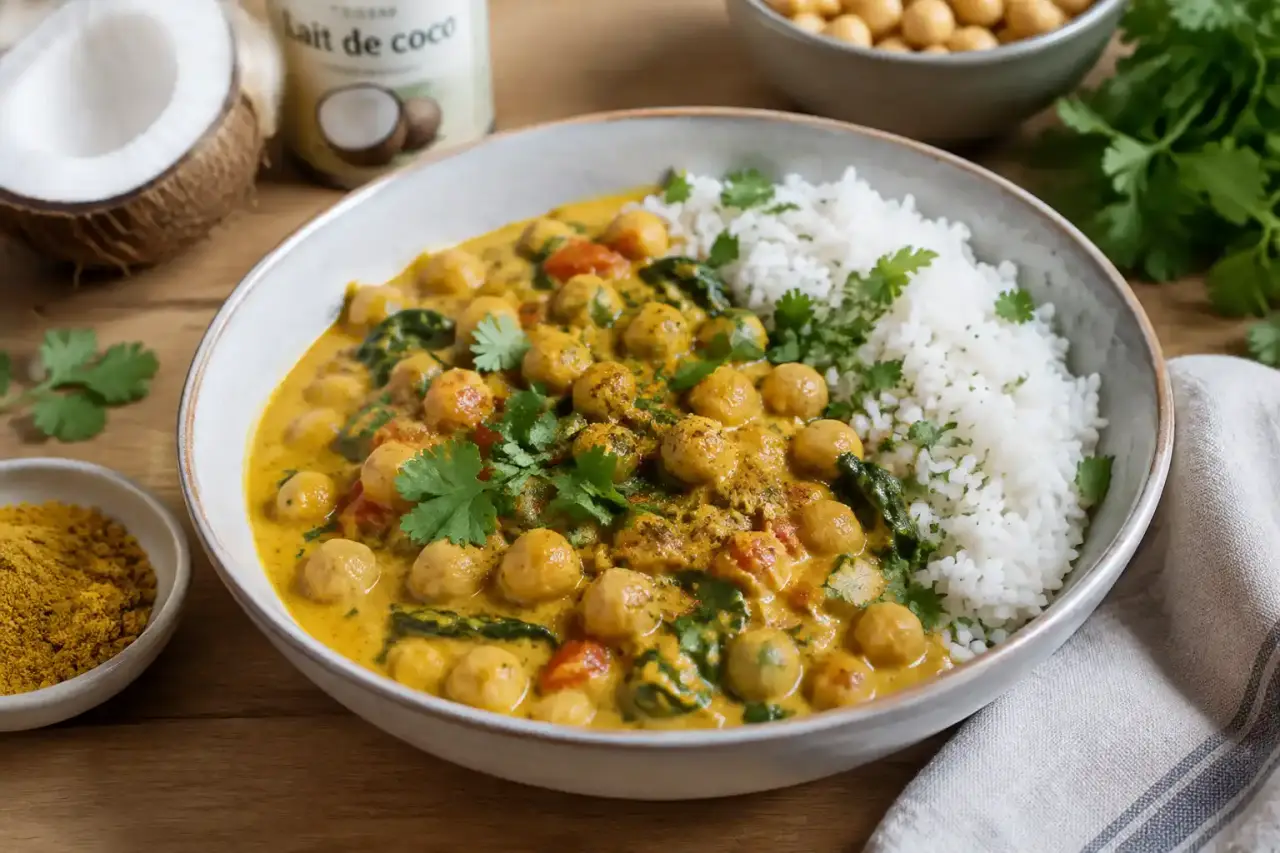Curry de pois chiches au lait de coco : une sauce onctueuse en 30 minutes