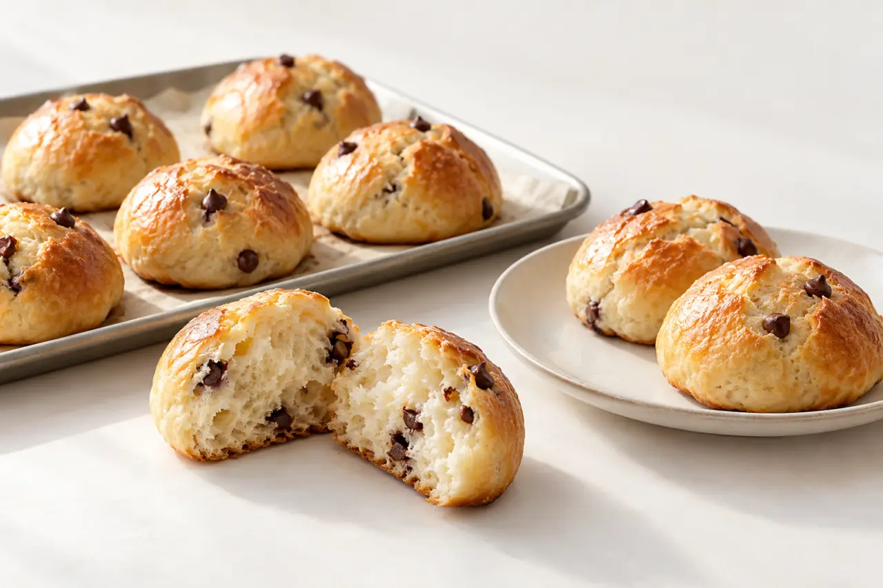 Brioches healthy au fromage blanc sans beurre et sans œuf, légèrement dorées