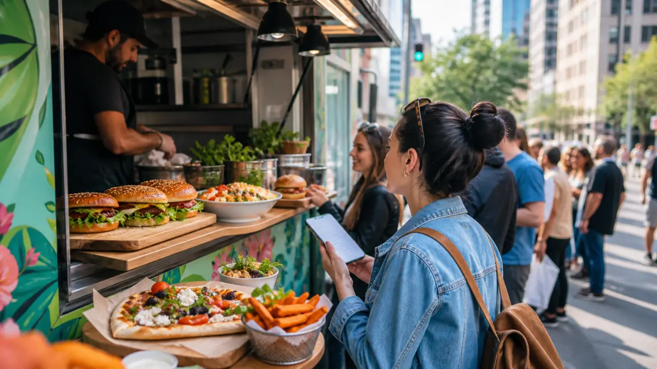 Burger gourmet et frites croustillantes en gros plan, ambiance urbaine nocturne
