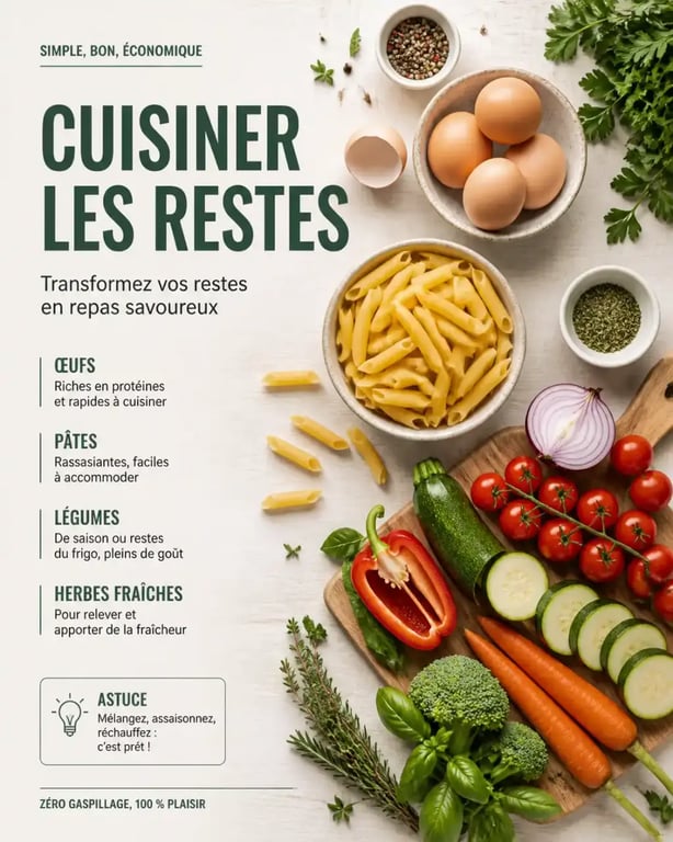 Ingrédients pour recette avec reste dans le frigo