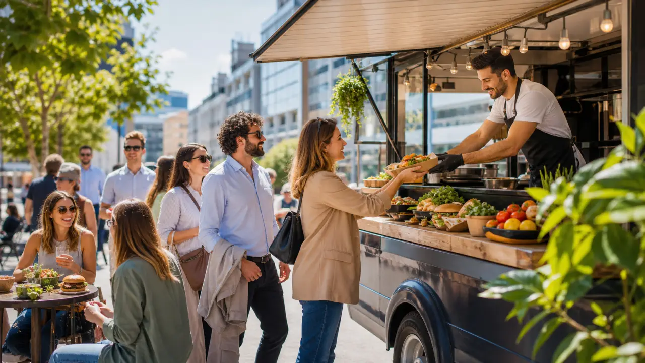 Burger gourmet et frites croustillantes sur fond de rue urbaine lumineuse