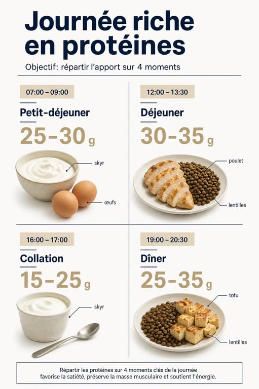 comment manger plus de proteine : répartition des protéines sur une journée avec exemples de repas