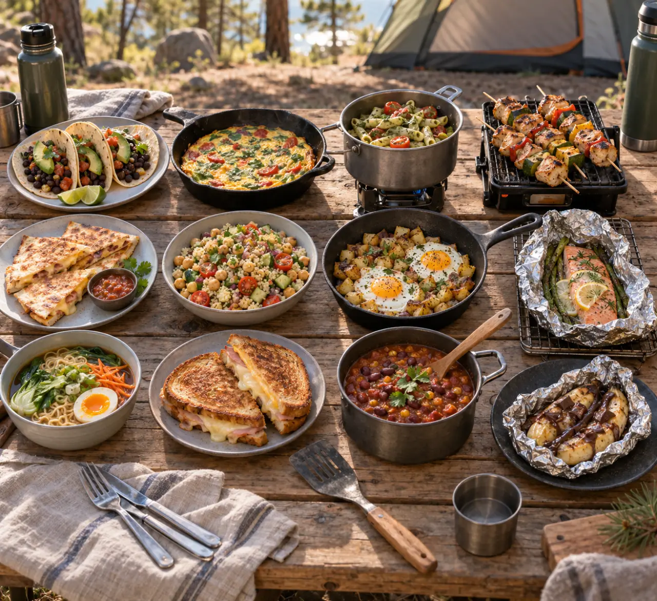 12 idées de repas au camping, sans four et avec peu de matériel