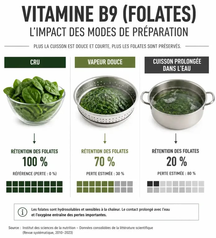 Aliment riche en folate : cuisson et conservation pour préserver la vitamine B9
