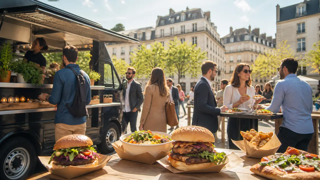 Burger gourmet et frites croustillantes dans une ambiance urbaine de nuit